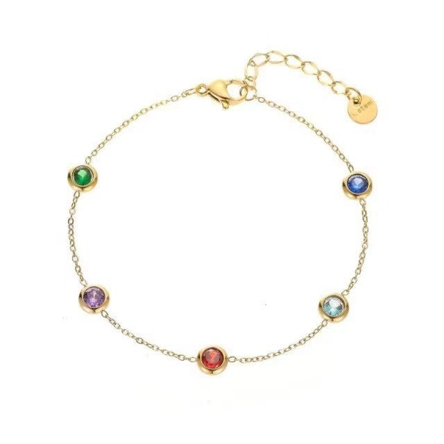 Women's Colorful Titanium Steel Exquisite Thin Chain Gold Gift Niche Bracelet