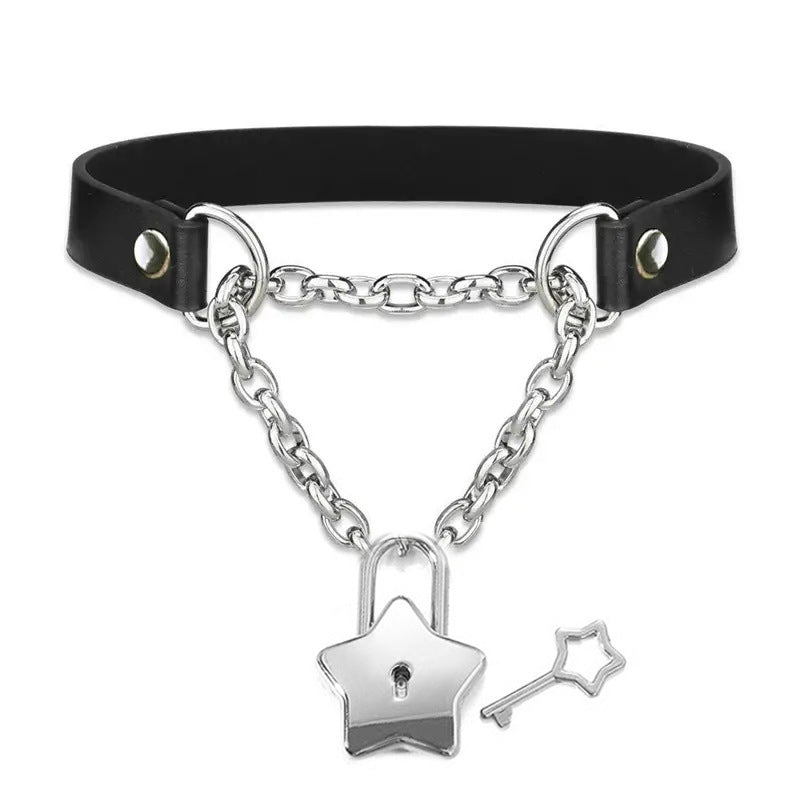 Punk Gothic Cuban Adjustable Love Heart Necklace