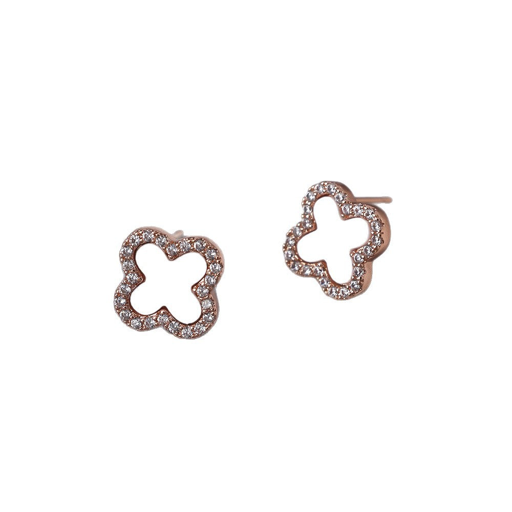 Women's Four Leaf Clover Ear Sier Needle Exquisite Temperament Everyday Joker Stud Earrings