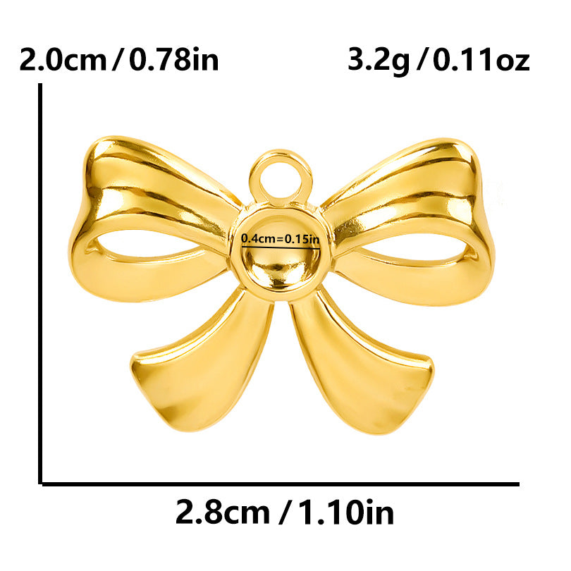 Stainless Steel Golden Bow Fashion Ornaments Pendants