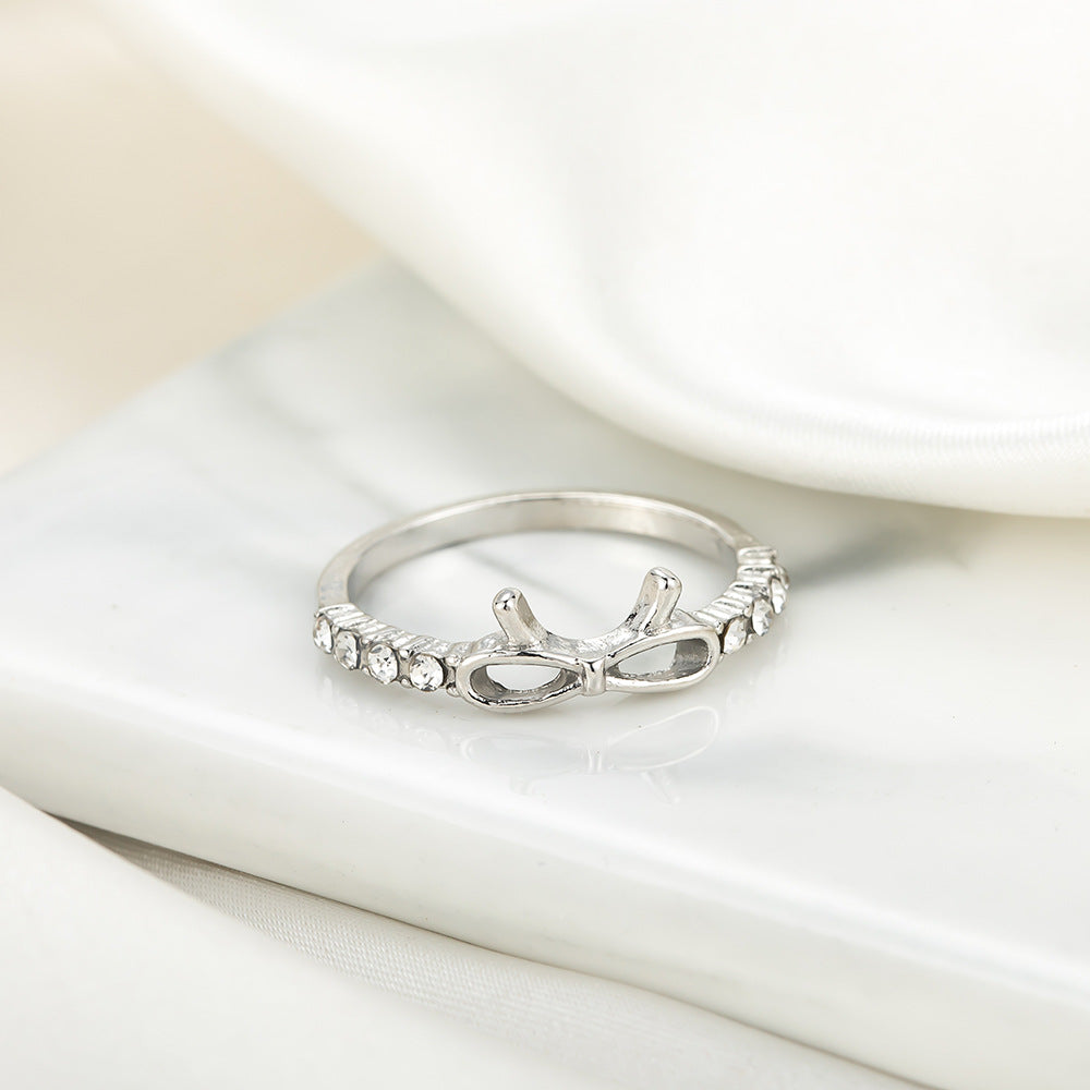 Fashion Simple Spot Drill Bow Single Ring