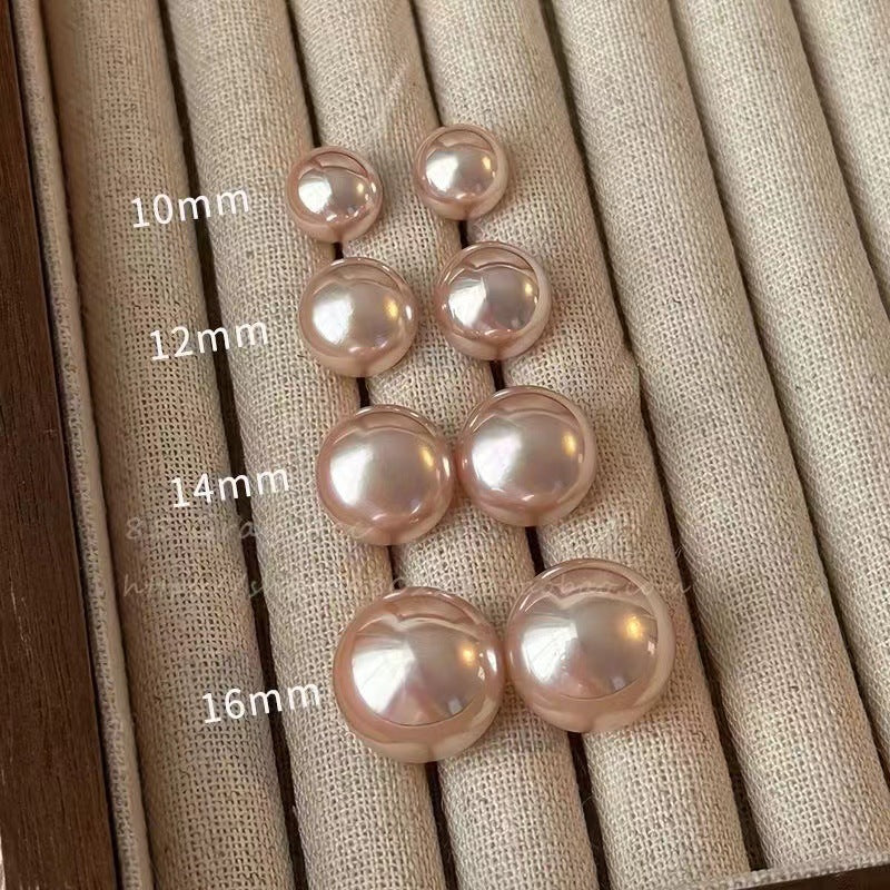 Pink Steamed Bread Pearl Female Design French Style Temperament Stud Earrings