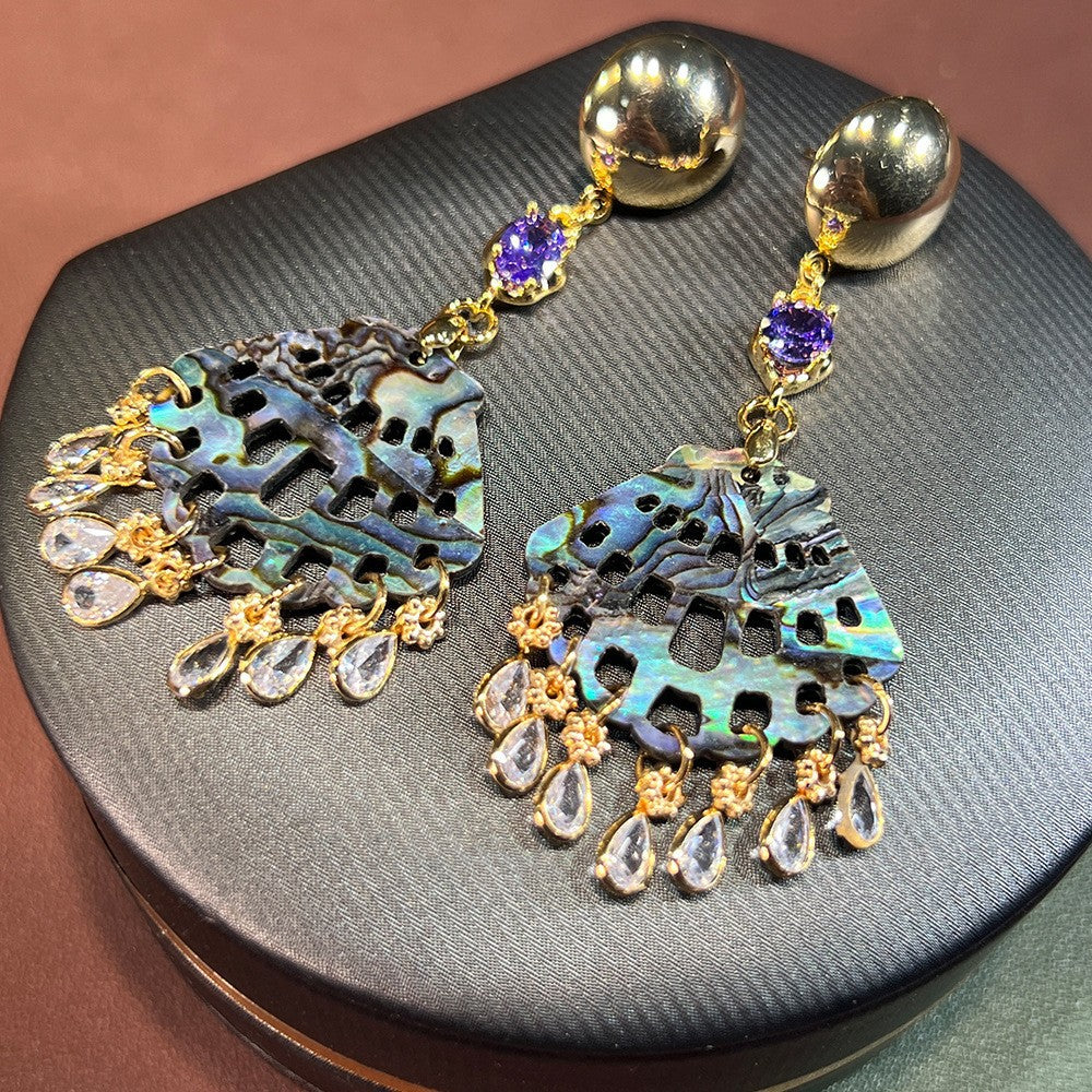 Women's Abalone Shell Series Gold Plated Environmental Protection Fashion French High-grade Earrings
