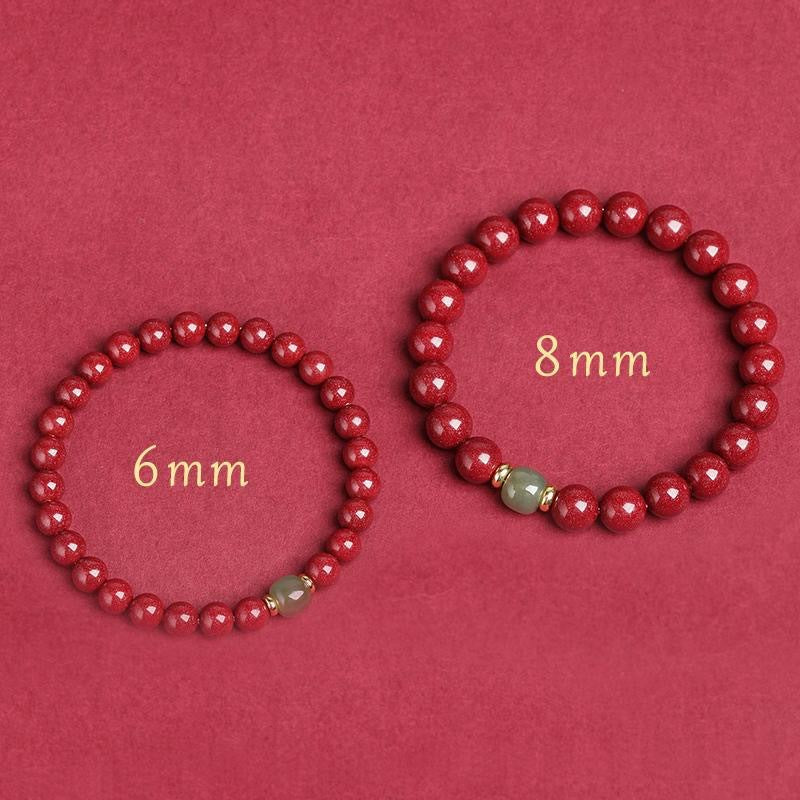 Purple Gold Sand Cinnabar Single With Jade Bracelets