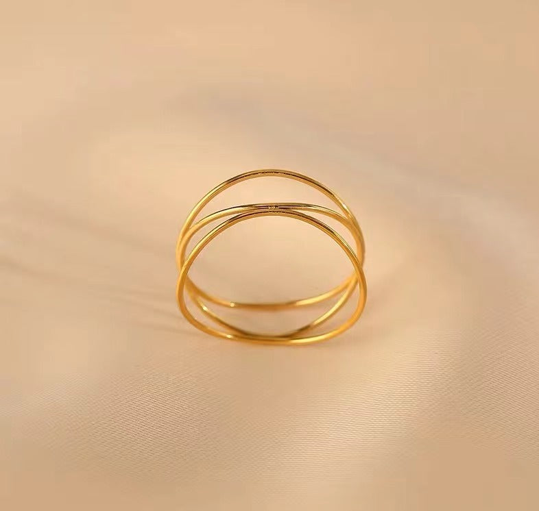 Women's Do Not Pick French Line Interwoven Design Titanium Steel Rings