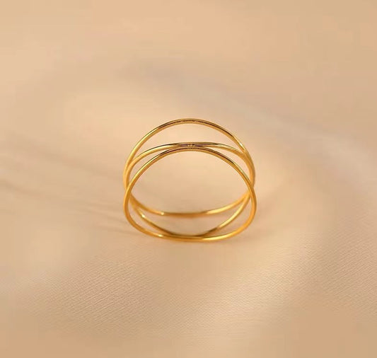 Women's Do Not Pick French Line Interwoven Design Titanium Steel Rings