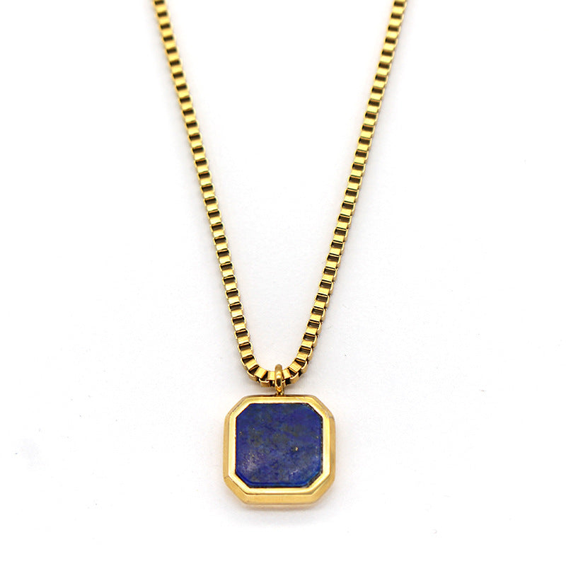Women's Pattern Lapis Lazuli Titanium Steel Ornament Necklaces