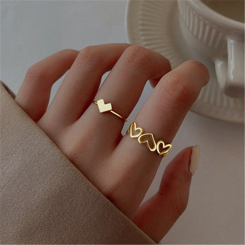 Hollow Heart Set Creative Elegant Niche Style Rings