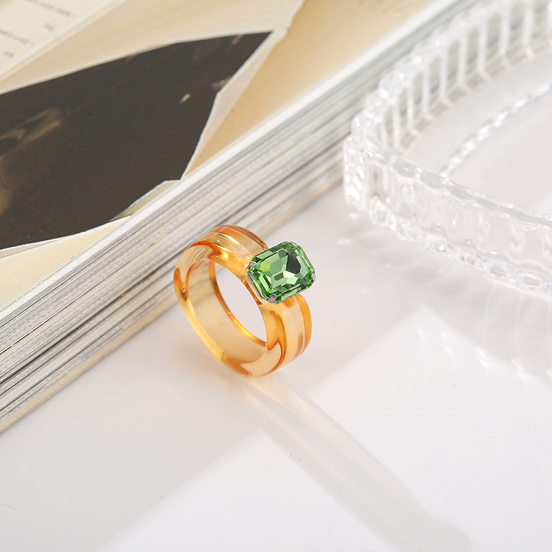 Sweet Colorful Heart Cute Resin Single Rings