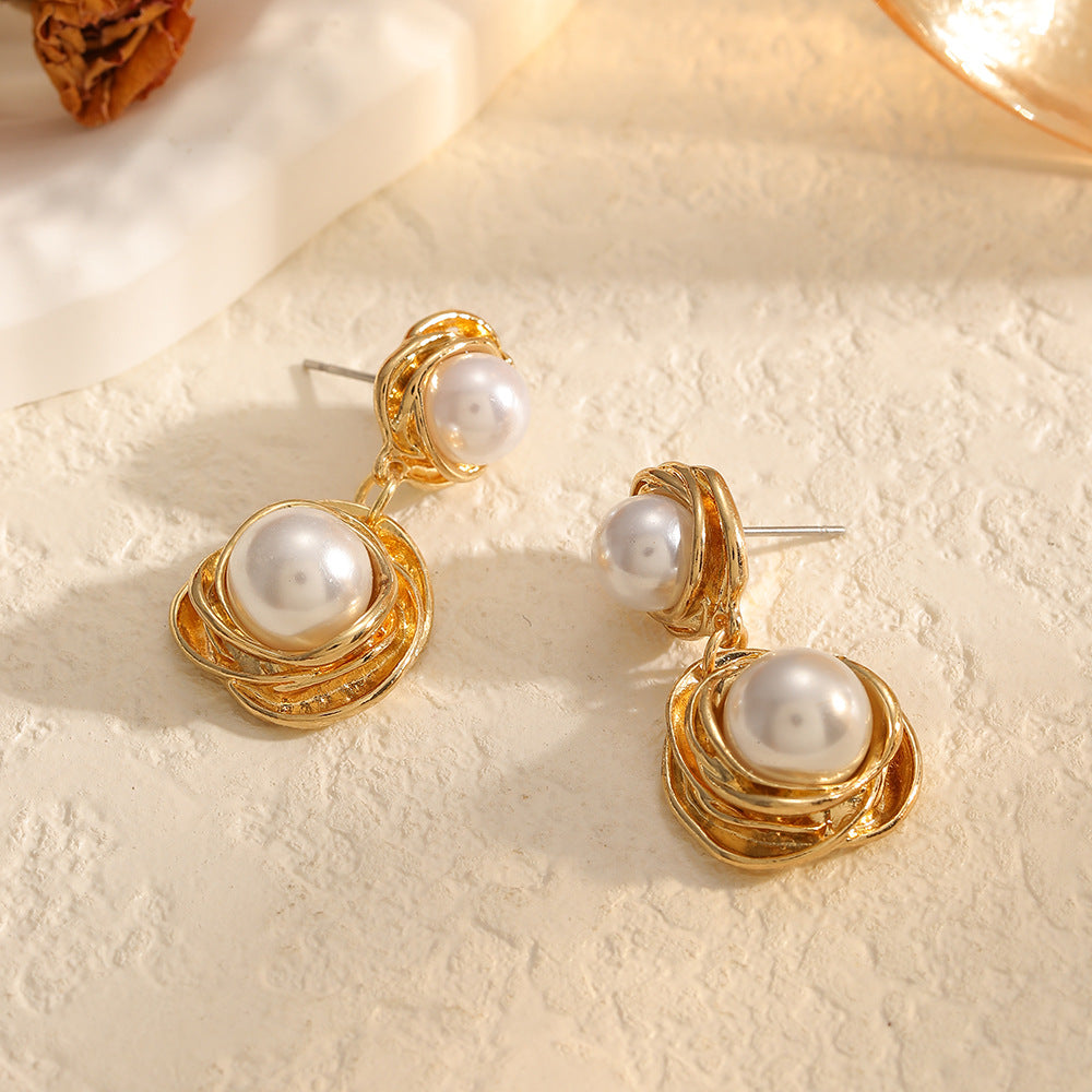 Vintage Hepburn Style Metal French Design Earrings
