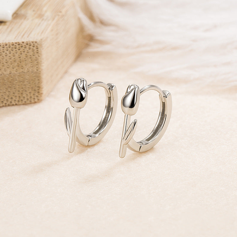 Women's Cold Style Tulip Flower Clips Summer High Rings