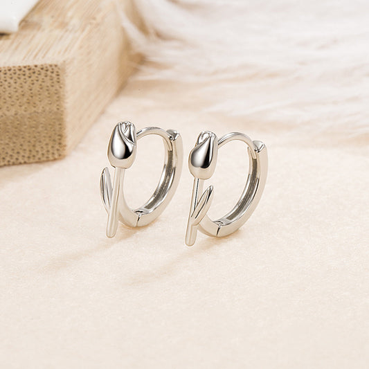Women's Cold Style Tulip Flower Clips Summer High Rings