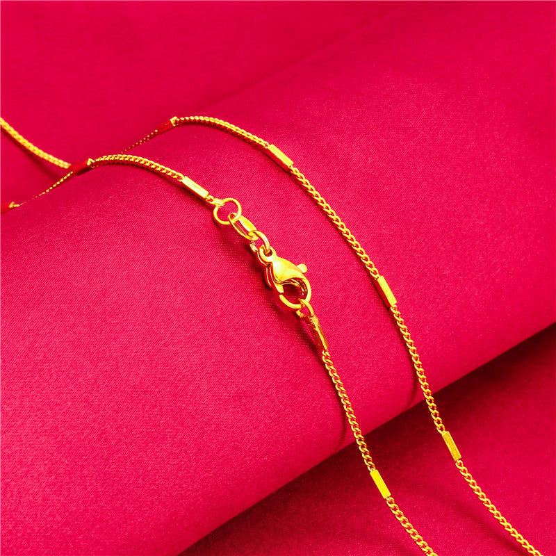 Women's Lobster Buckle Color Gold Plated Water Wave Chain Snake Bones Necklace