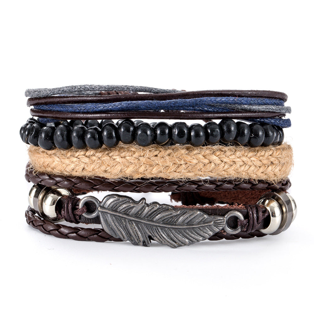 Women's & Men's Ornament Simple Hand Woven Rope Leather Bracelets