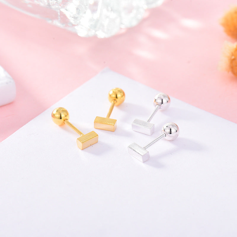 Bar Small Bone Male Personality Screw Earrings