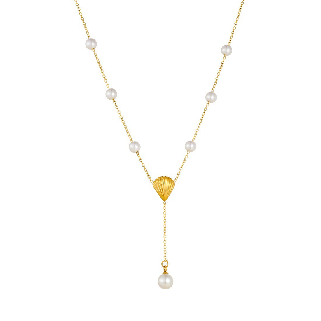 Short Pearl Gold-plated Stainless Steel Y-shaped Long Pendants