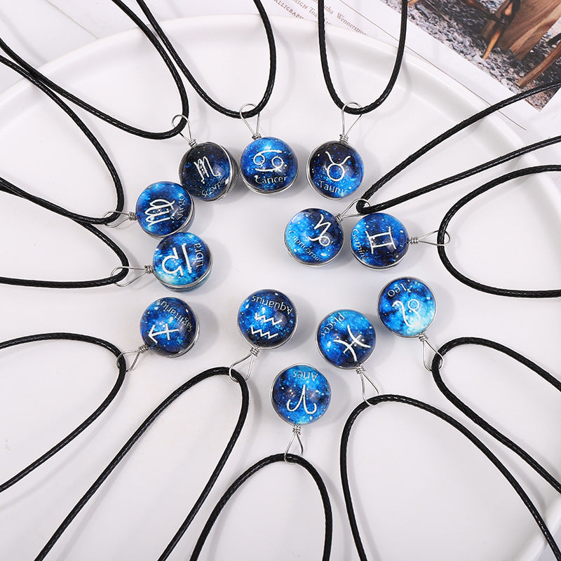 Starry Sky Luminous Twee Constellation Glass Mori Fresh Clavicle Chain Necklace