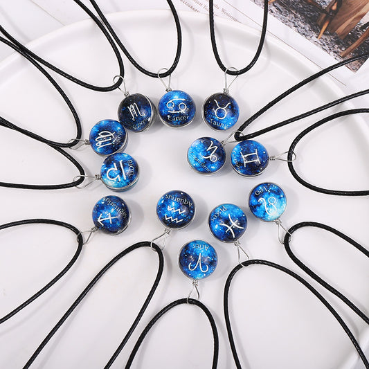 Starry Sky Luminous Twee Constellation Glass Mori Fresh Clavicle Chain Necklace
