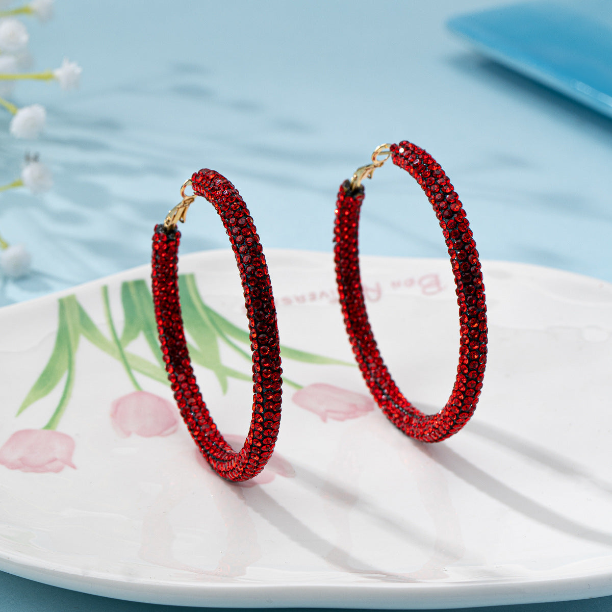 Splendid Diamond Shiny Big Circle Affordable Luxury Fashion Rhinestone Color Earrings