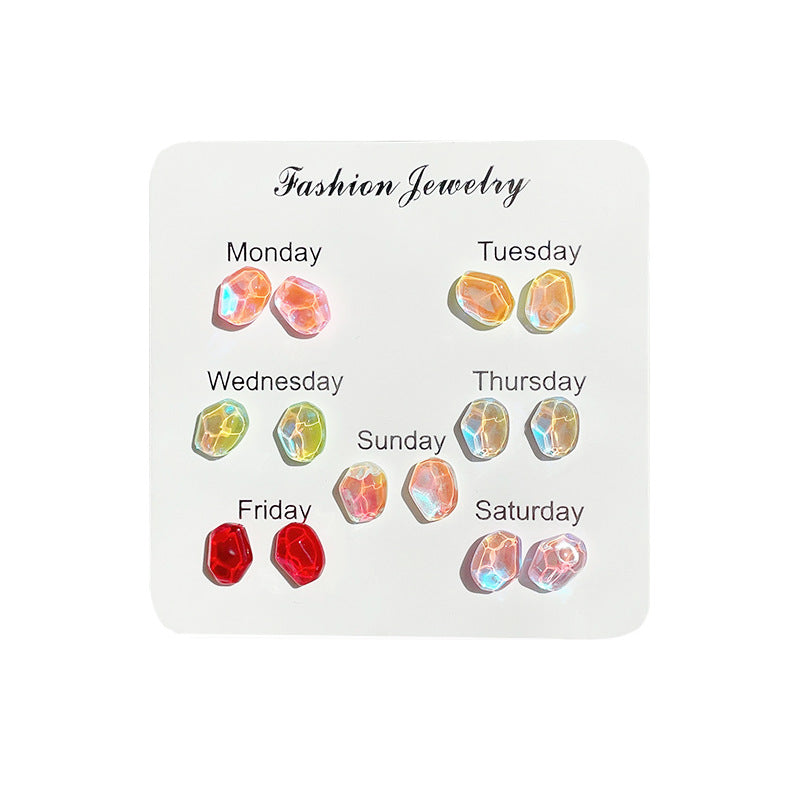 Sier Needle Style Colorful Small Stone Female Earrings