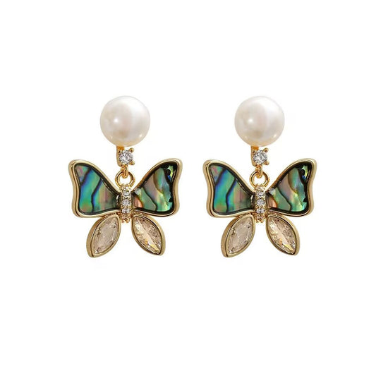 Abalone Natural Freshwater Pearl Ear Eardrops Sier Needle Stud Earrings