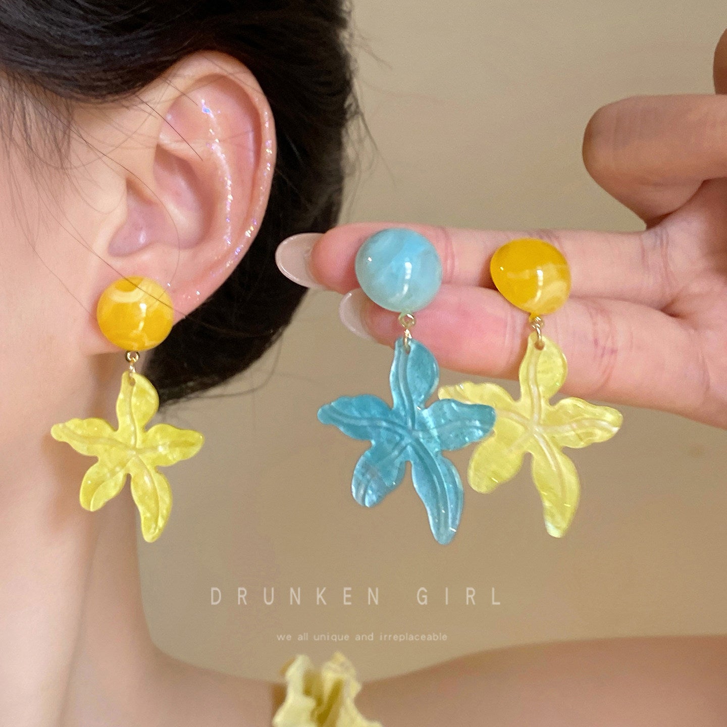Women's Seaside Dopamine Coconut Tree For Eardrops Rings