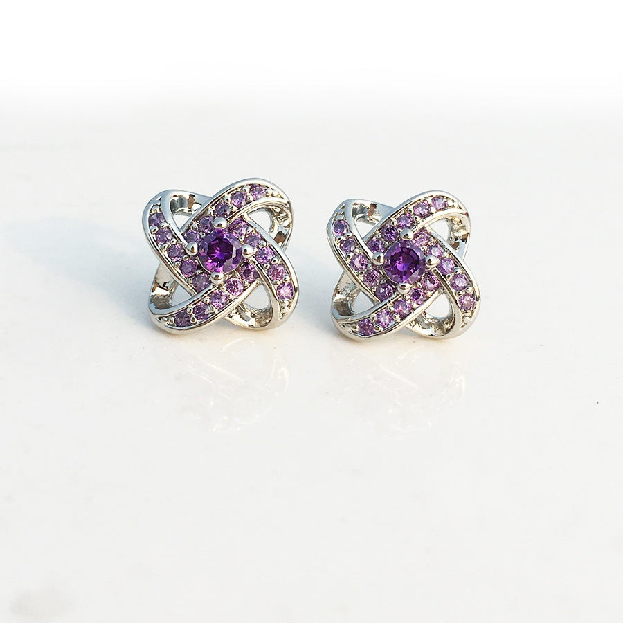 Women's Lucky Four-leaf Clover Amethyst Flower Full Rings
