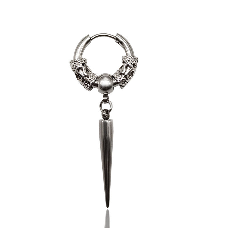 Men's Dragon Pattern Pole Clip Totem Chain Trendy Unique Earrings