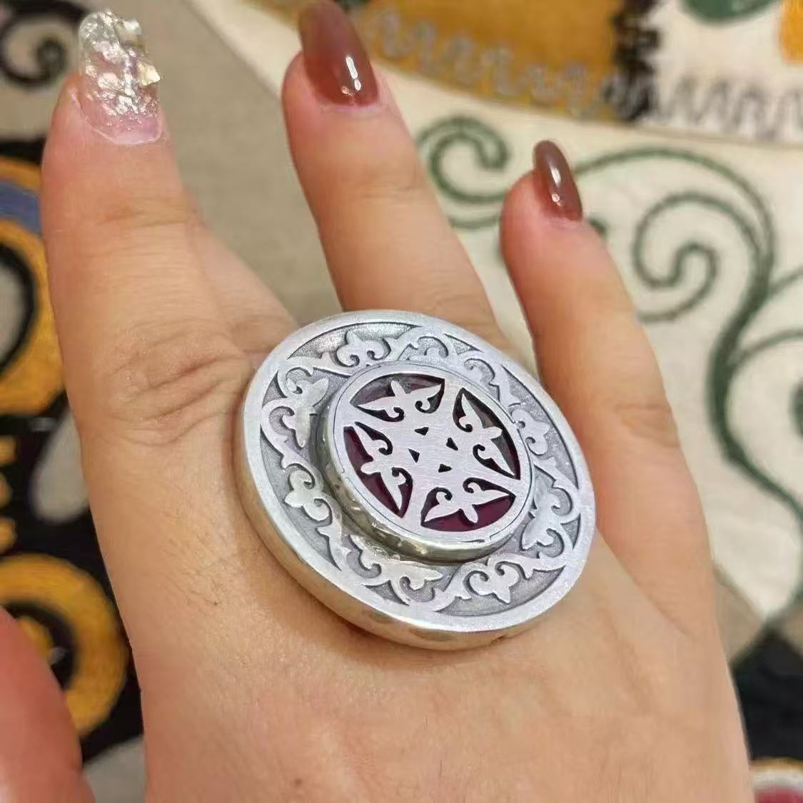 Kazakh Element Open Ethnic Style Simple Niche Index Ring