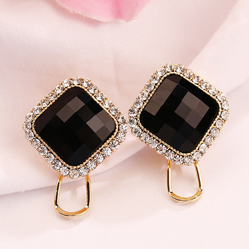 Fashion Exaggerated Alloy Prismatic Crystal Female Temperament Electroplated Earrings