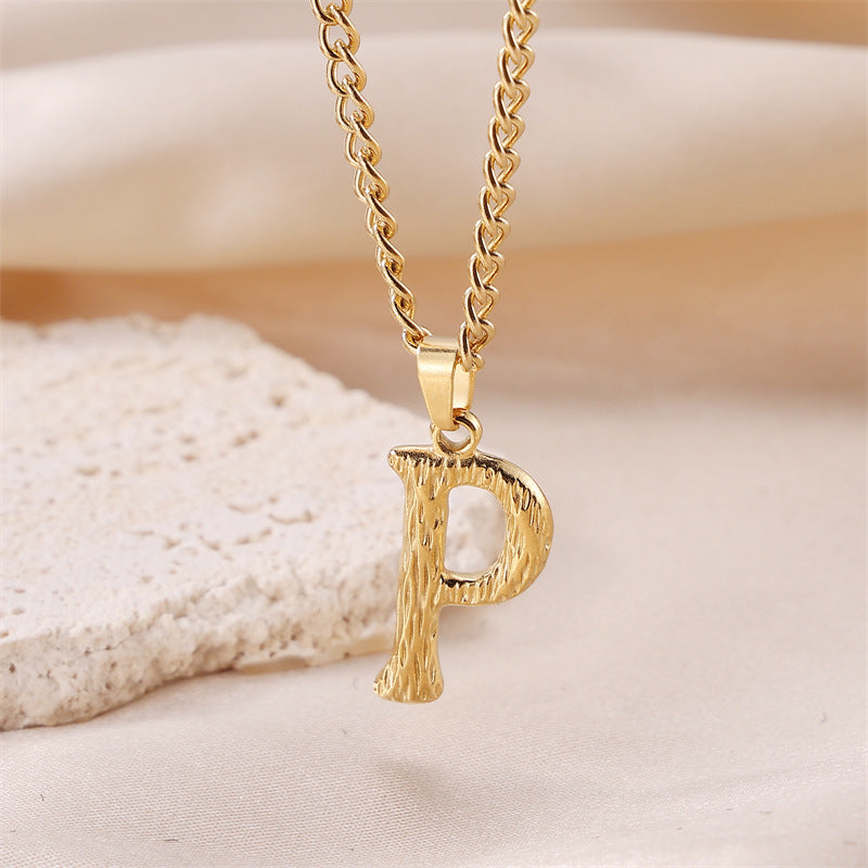 Textured Letters Design Sense Elegant Simple Necklaces