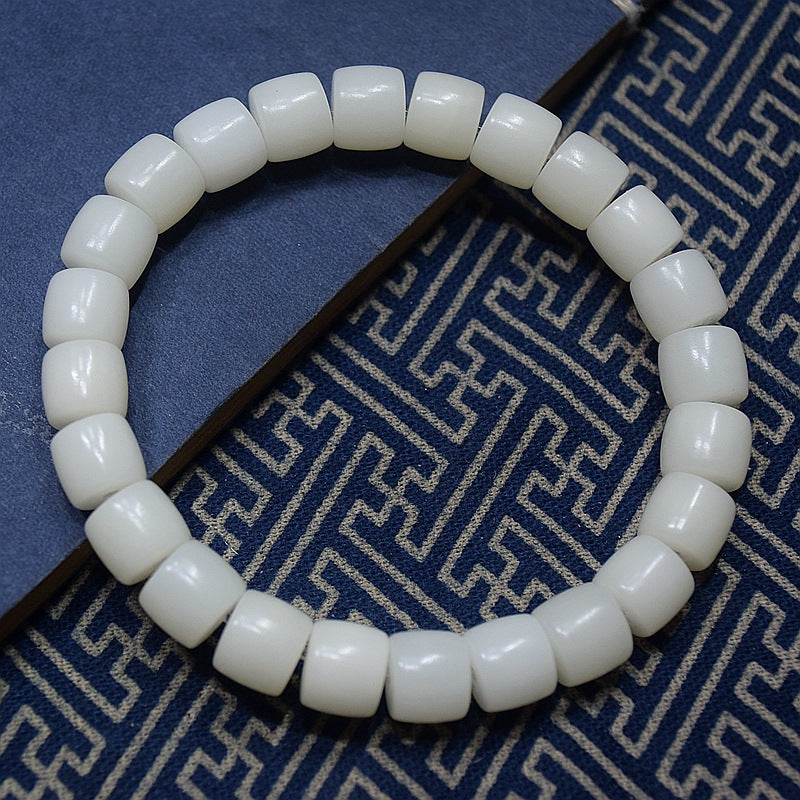 Jade Bodhi Root Straight Cut Barrel Beads Small Size Bracelets