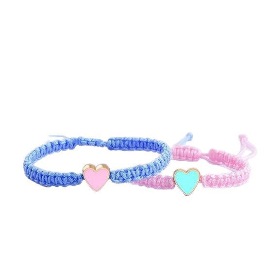Hand-woven Alloy Love Adjustable Couple Band Bracelet