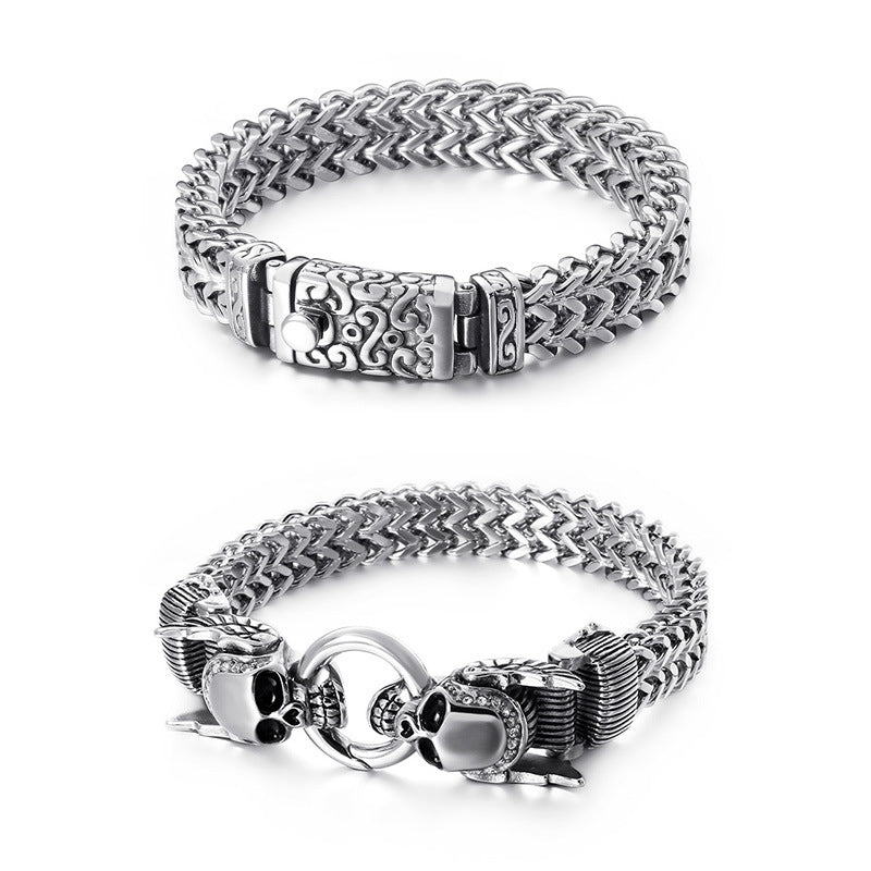 Men's Personalized Titanium Steel Keel Chain Punk Diamond Bracelet
