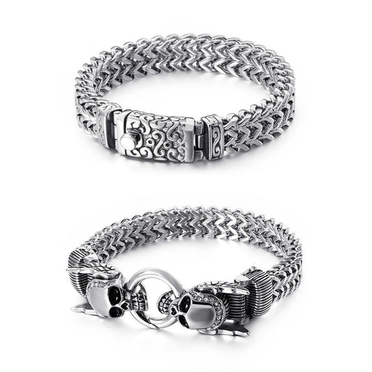 Men's Personalized Titanium Steel Keel Chain Punk Diamond Bracelet