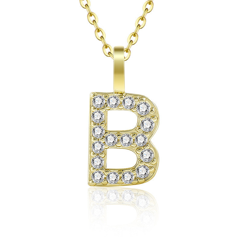 Diamond Inlaid Zircon English Letter Female Pendants