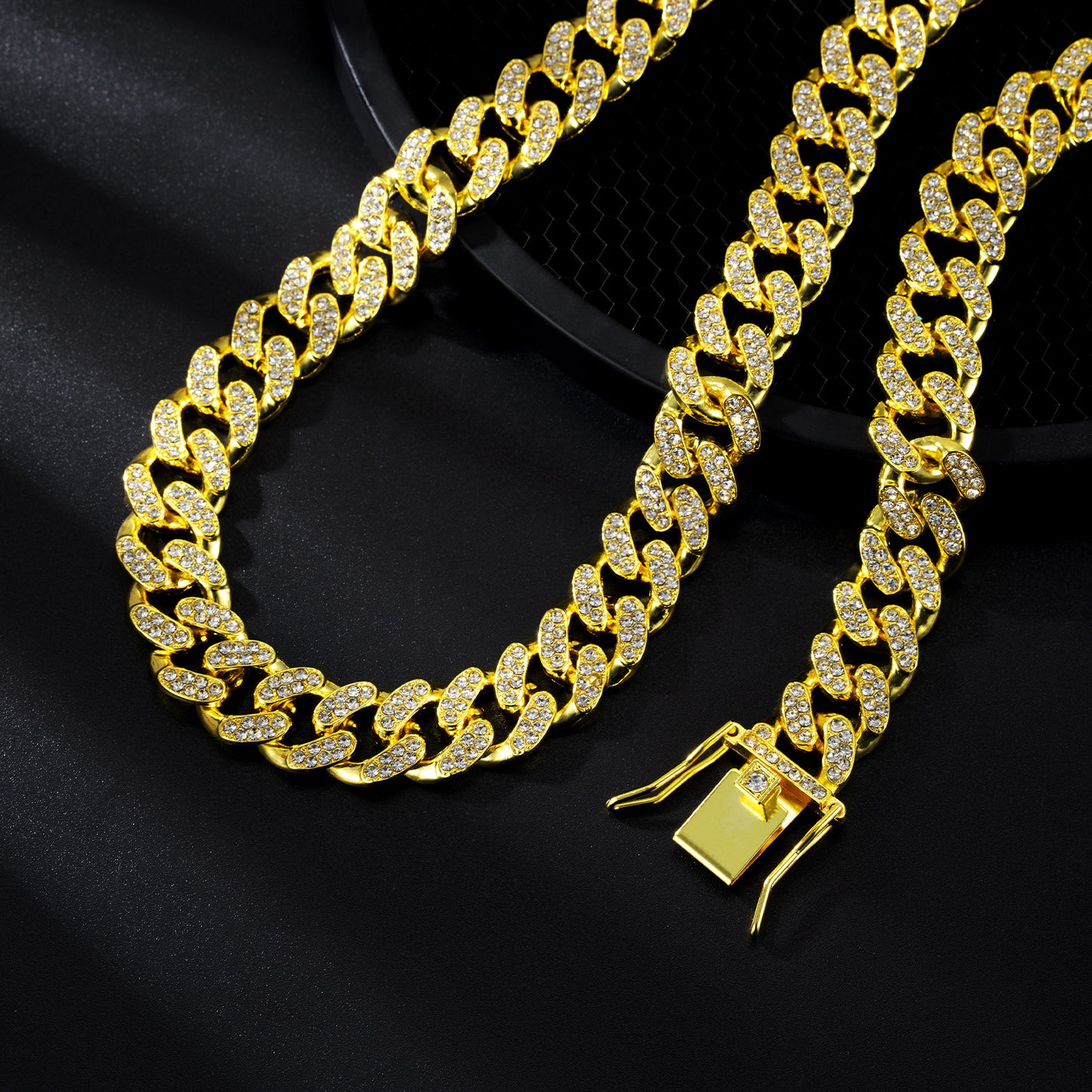 Men's Classic Cuban Link Chain Alloy Full Diamond Necklaces