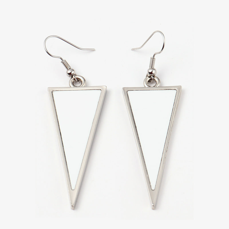 Heart-shaped Round Water Drop Triangle Square Blank Earrings