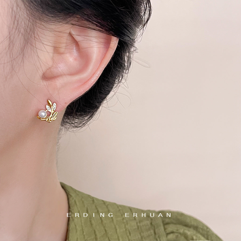Women's Micro Inlaid Zircon Plated Niche Designer Wheat Section For Fashion Earrings