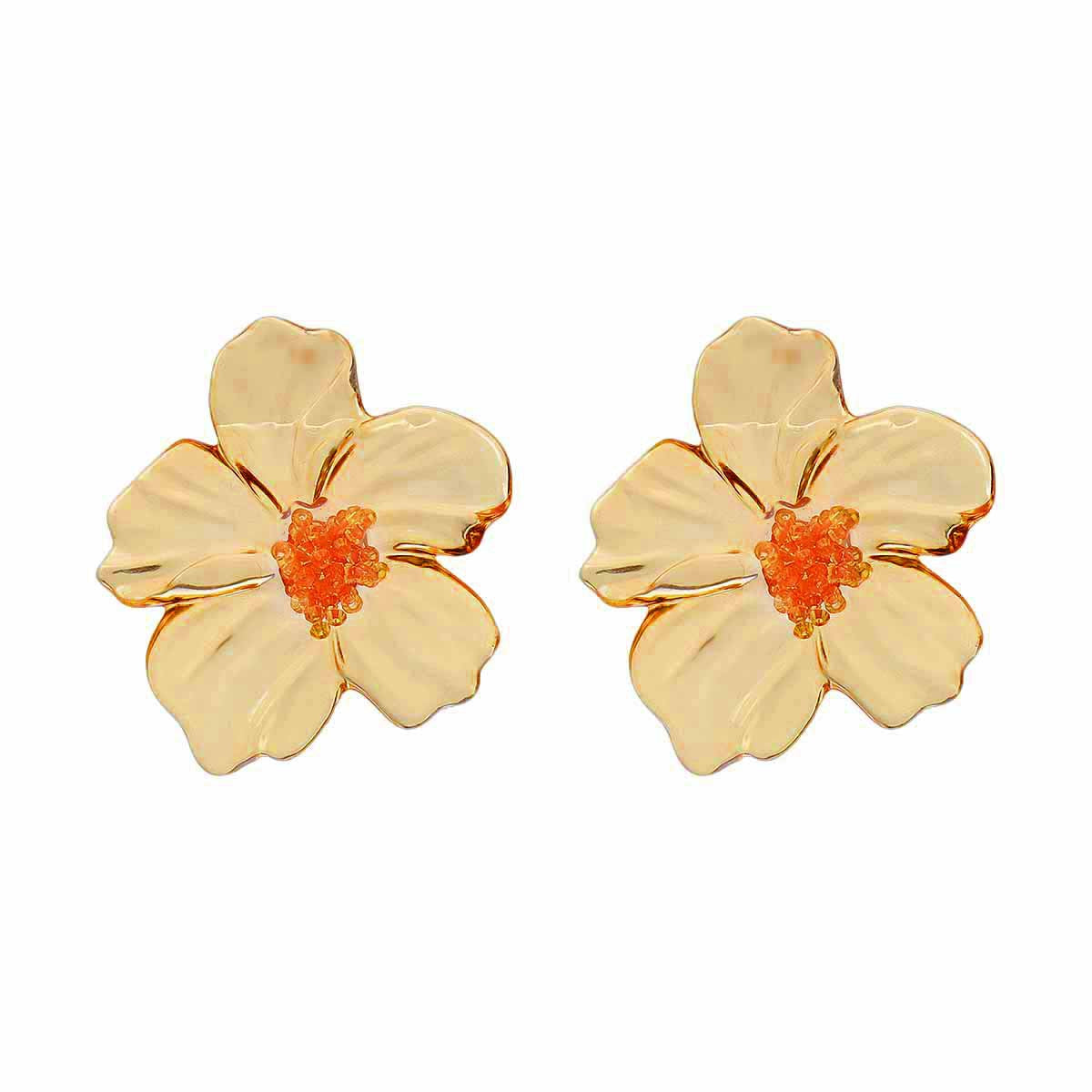 Women's Vacation Style Enamel Color Flower Pearl Light Luxury High-grade Earrings