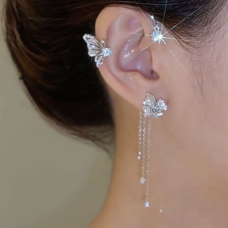 Butterfly Tassel Zircon Ear No Pierced High-grade Earrings