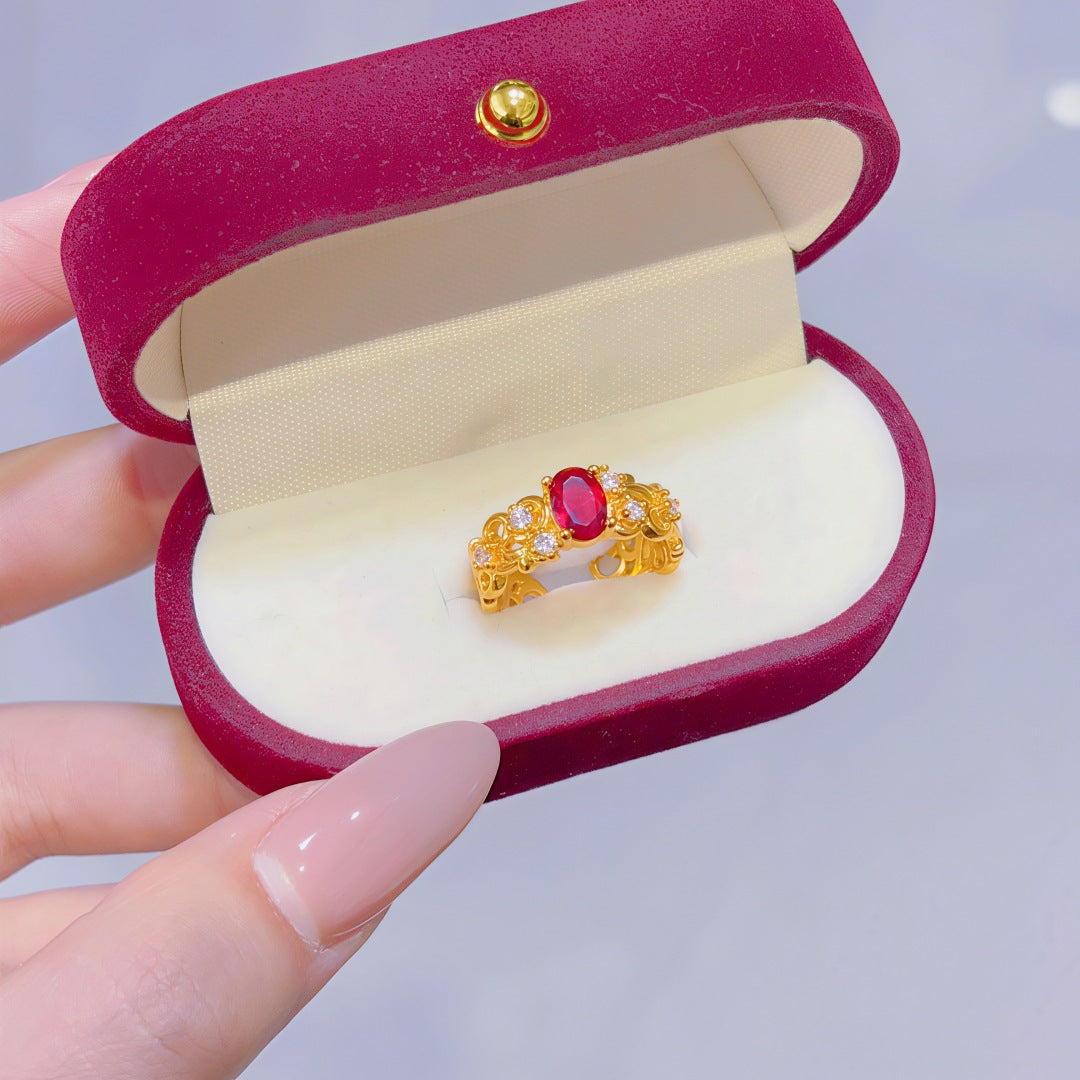 Women's Alluvial Gold Retro Affordable Luxury Design Brass Plated Fashion Ring