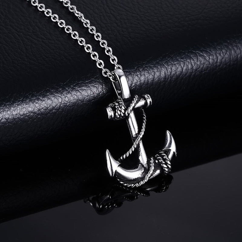 Men's Steel Boat Anchor Trendy Personality Vintage Cross Pendants