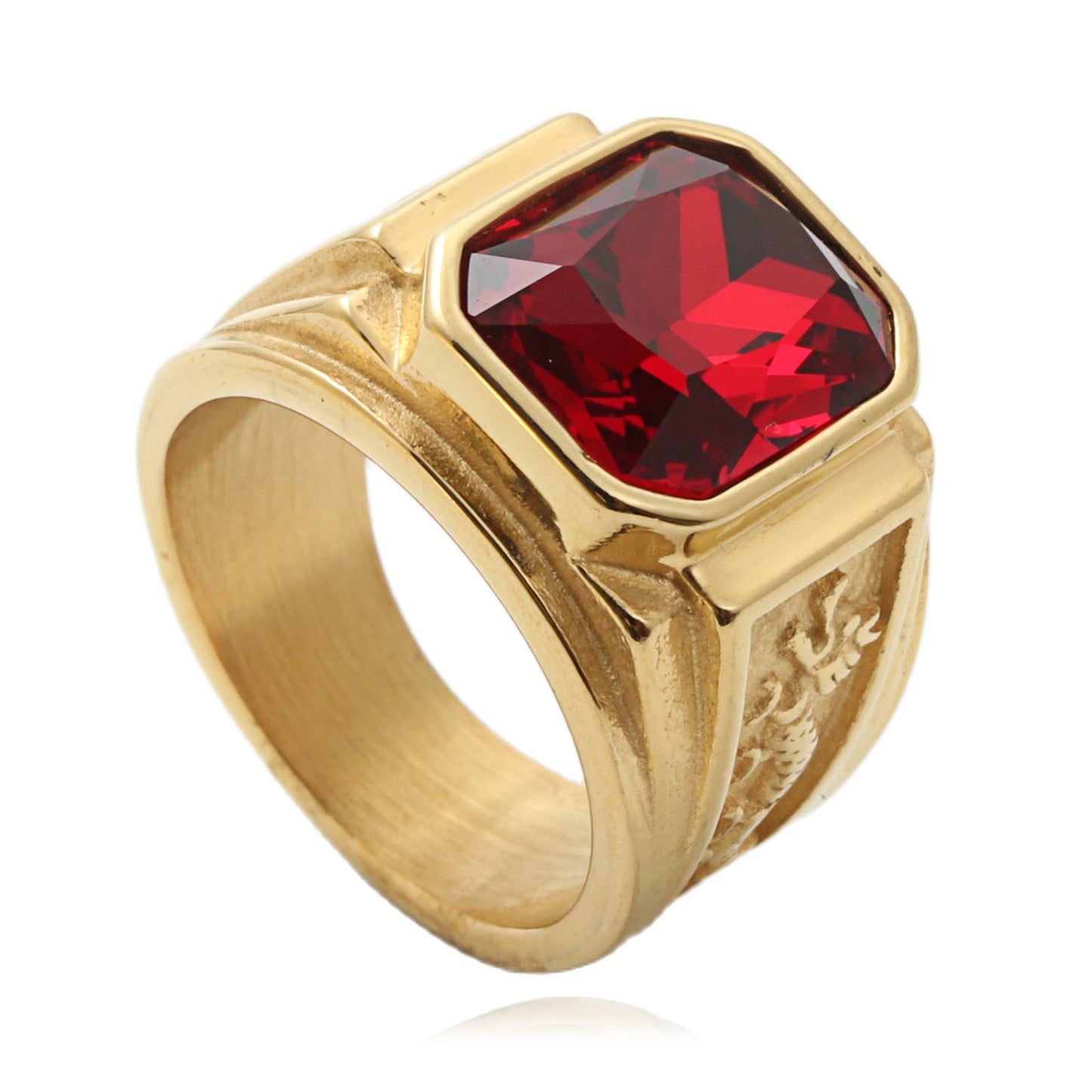 Men's Titanium Steel Gem Double Dragon Retro Trendy Personality Rings