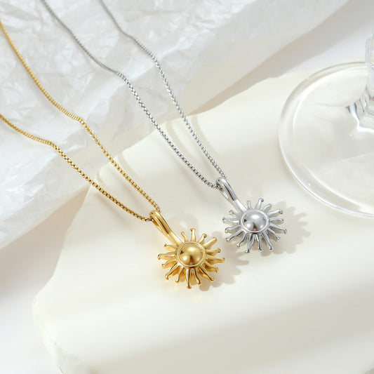 Fashion Sunflower Niche High-grade Stainless Steel Personality Creative Temperament Necklaces
