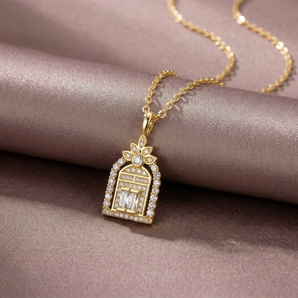 Copper Inlaid Zirconium Full Diamond Happiness Necklace