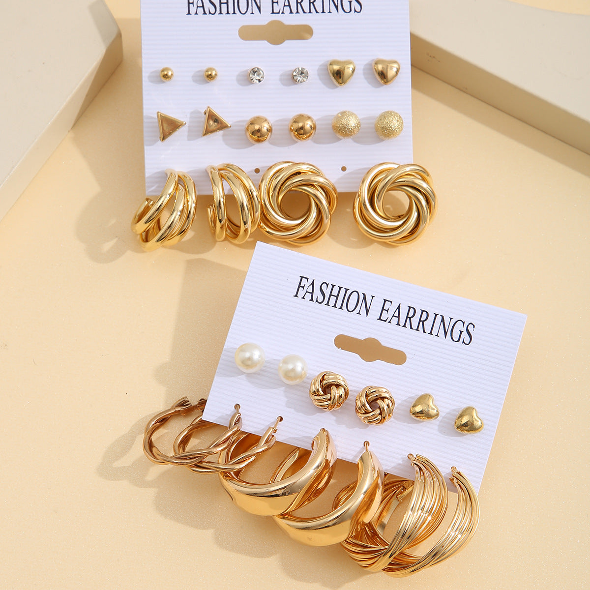 Metal Circle Suit Set Creative Personality Earrings