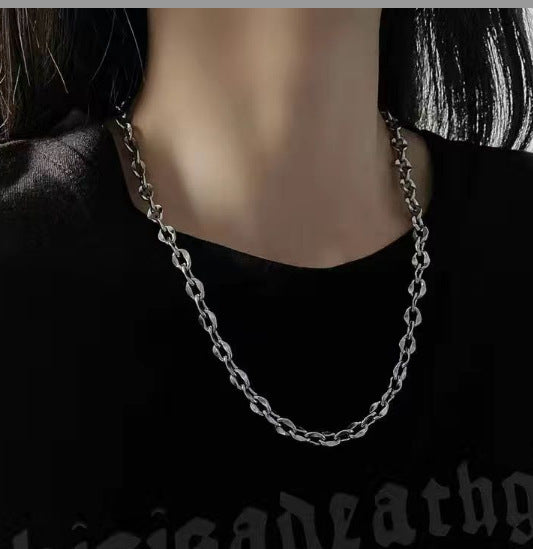 Women's & Men's Steel Cuba Hip Hop Punk Trendy Thick Straps Sweater Necklaces