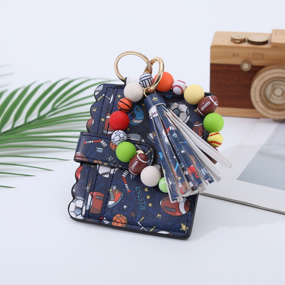 Sports Wooden Bead Card Holder Document Bracelets