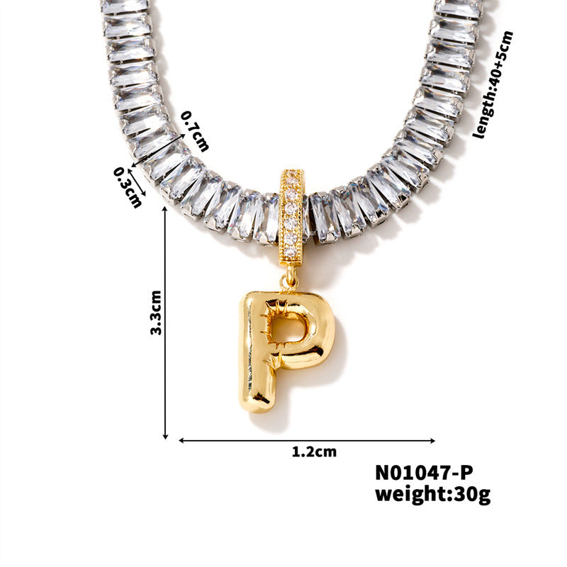 Zircon Letter English High Sense Simple Necklaces